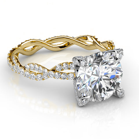 Round Cut Diamond Infinity Engagement Ring yellow gold