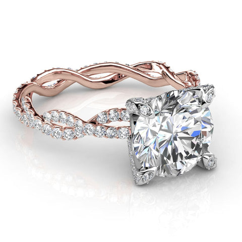 Round Cut Diamond Infinity Engagement Ring rose gold