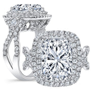Rectangle Radiant Cut Double Halo Engagement Ring