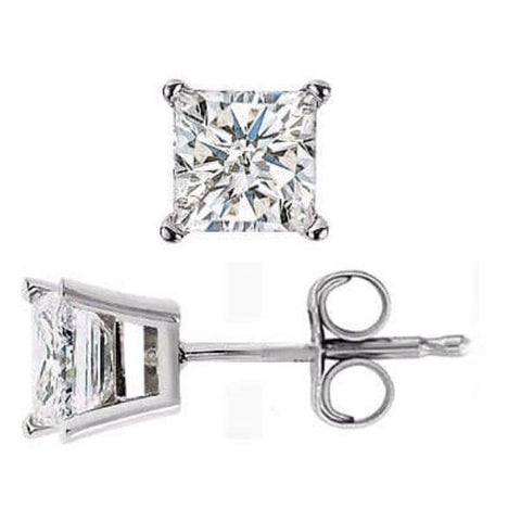 1.50 Ct. Princess Cut Diamond Stud Earrings