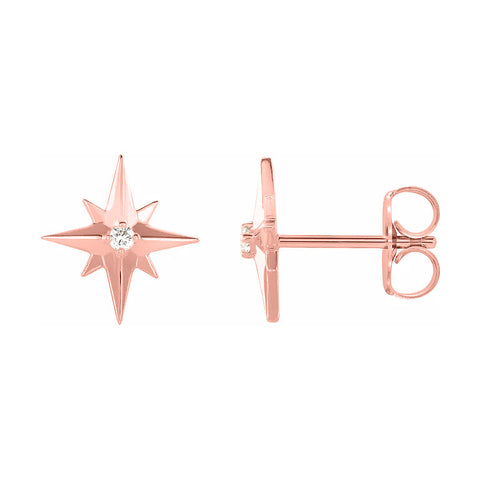 rose gold star diamond stud earrings