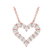 14k rose gold heart outline diamond necklace