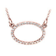 14k rose oval diamond pendant