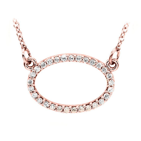 14k rose oval diamond pendant