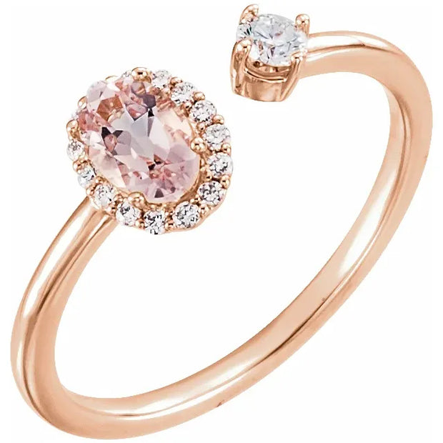 Pink Morganite & Diamond Cuff Ring