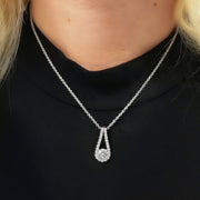14k white gold diamond drop pendant necklace