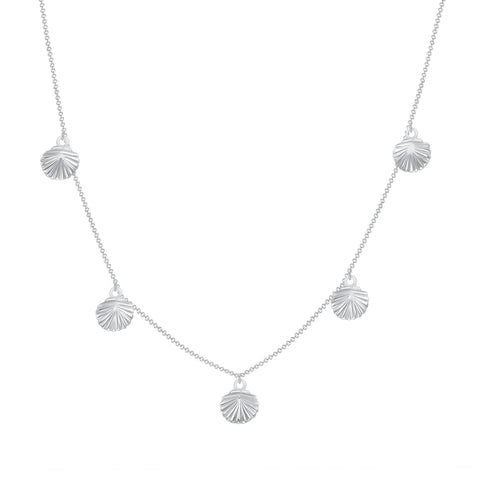14k white gold sea shell chain necklace