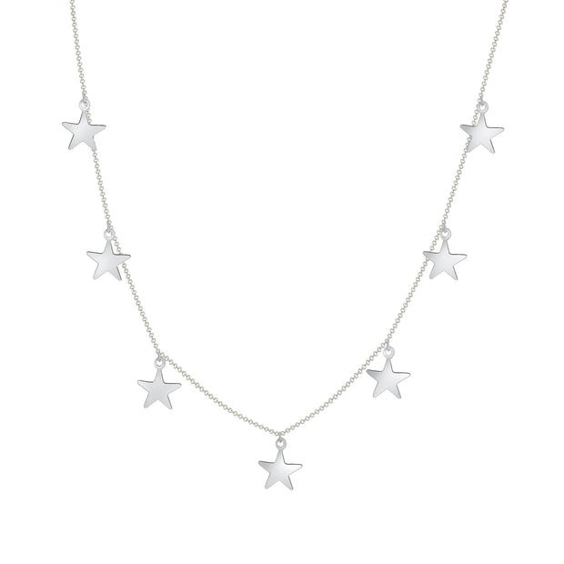 14k white gold star chain necklace