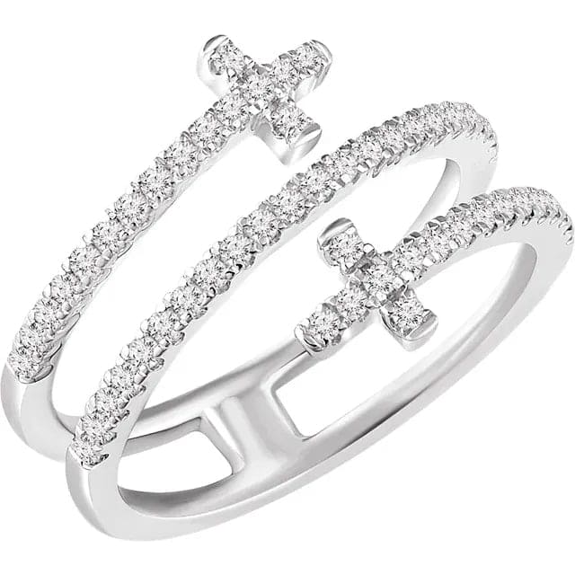 Three tier cross diamond ring