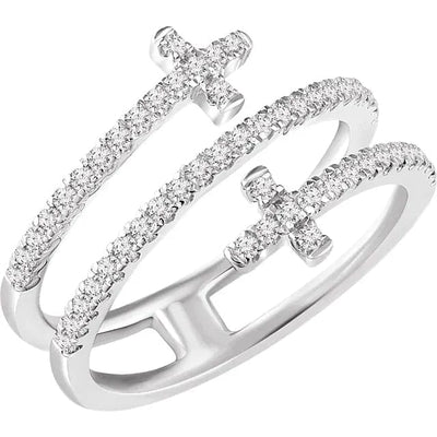 three tier cross diamond ring