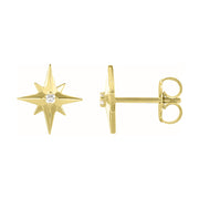 yellow gold star diamond stud earrings
