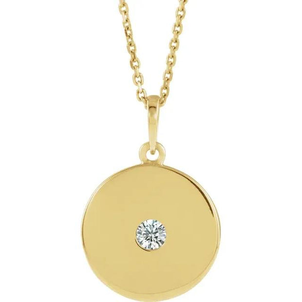 14k gold disc diamond necklace