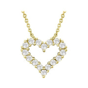 14k yellow gold heart outline diamond necklace