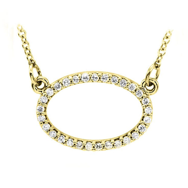 14k yellow gold oval diamond pendant