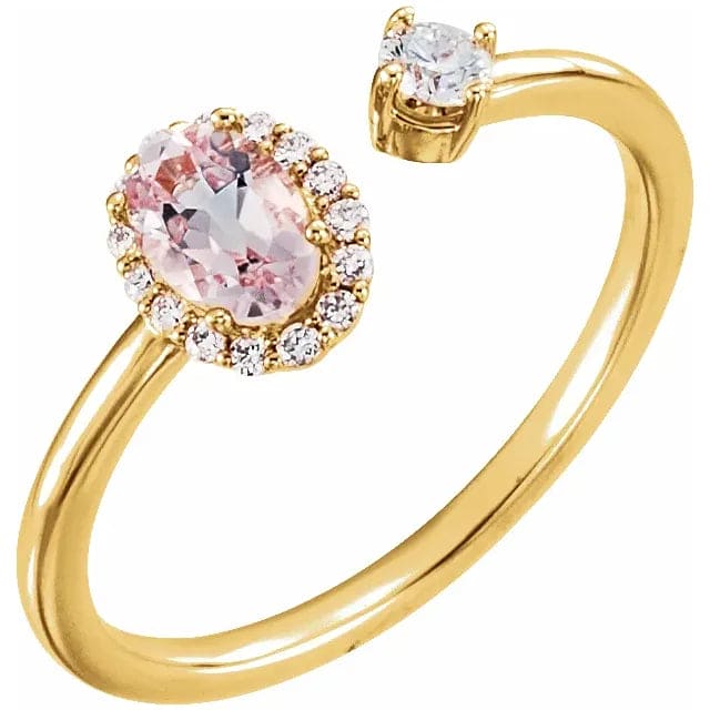 Pink morganite & diamond cuff ring