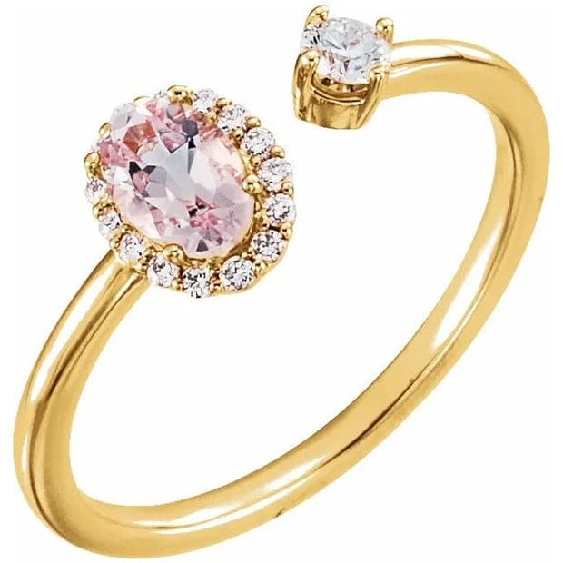 Pink Morganite & Diamond Cuff Ring