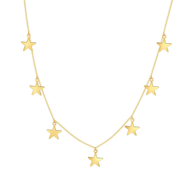 14k yellow gold star chain necklace