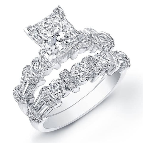 Cut Engagement Platinum Diamond Wedding Ring Sets Princess Cut