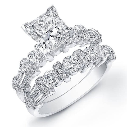 3.70 Ct. Princess Cut Diamond Engagement Set (GIA Certified)