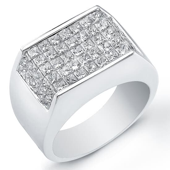 Men's Princess Cut Diamond Ring  Invisible Set Men's Diamond Ring