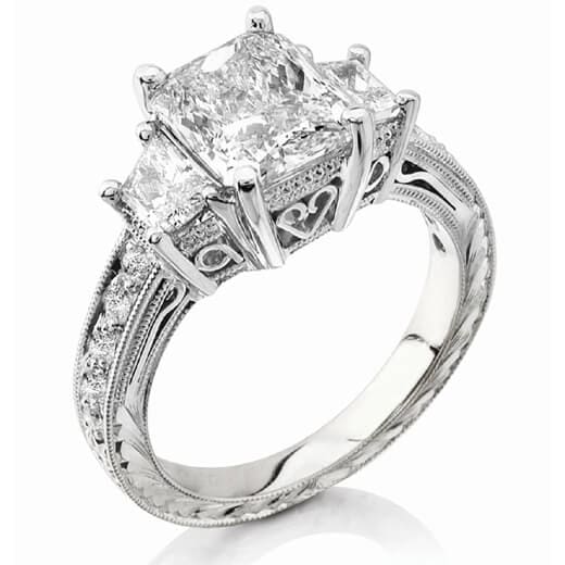 Radiant Cut Art Deco Ring, Natural 2.9 Ctw G VS1 GIA