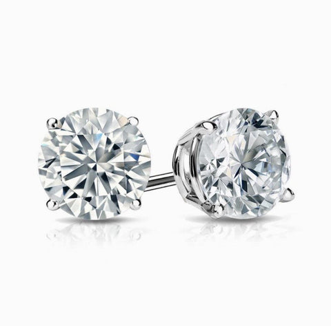 4 Carats Round Cut Diamond Stud Earrings H Color VS1 GIA Certified