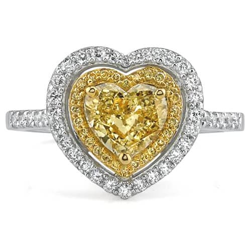 Canary fancy yellow heart shape ring