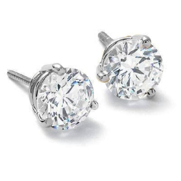 3.20 Ct. Round Brilliant Cut Diamond Stud Earrings Matini Setting