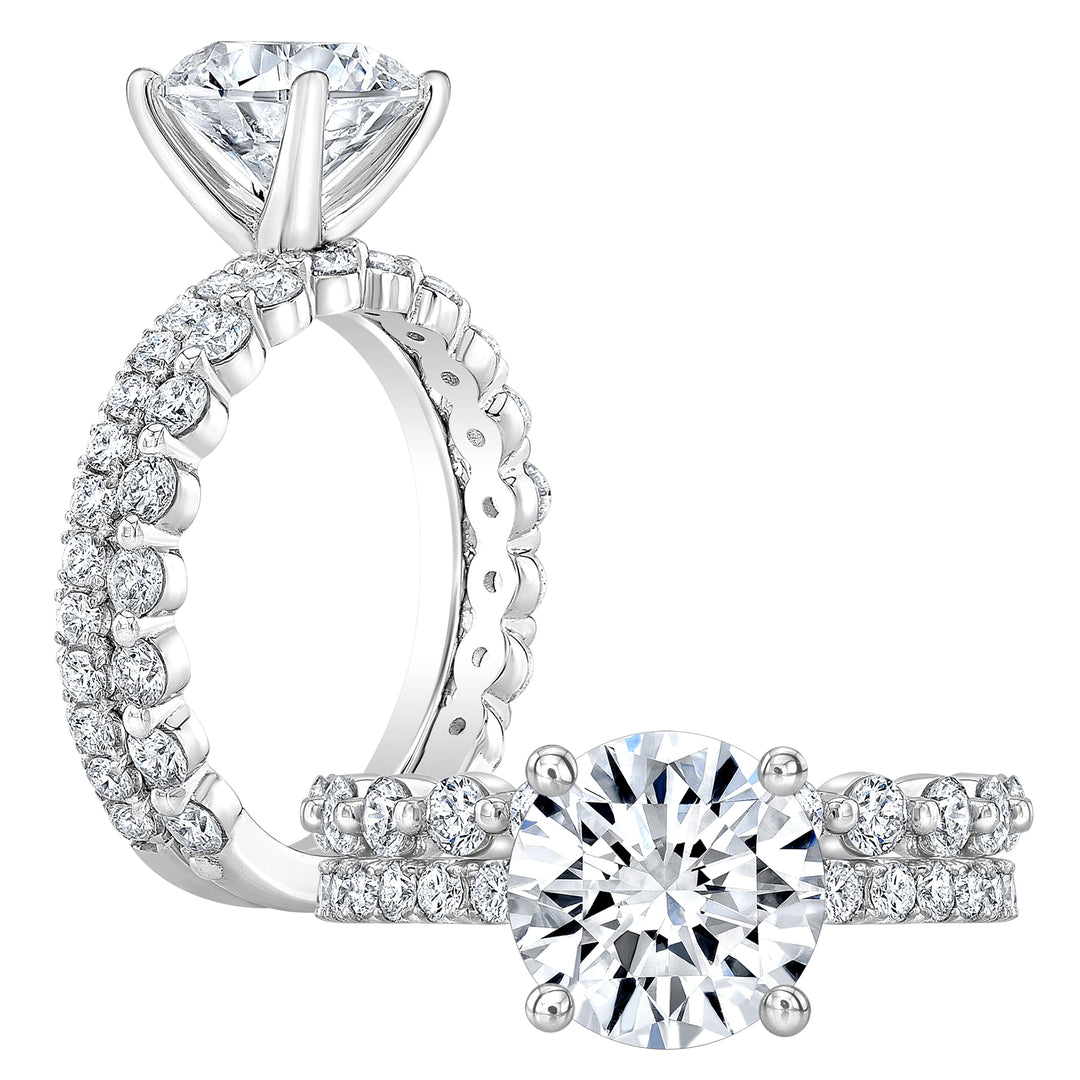 Four Prong Diamond Engagement Ring With Eternity Matching Band
