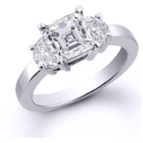 3.10 Ct. 3 Stone Asscher Cut Diamond Engagement Ring G, SI1 (GIA certified)