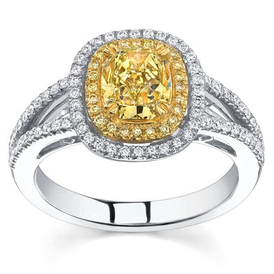 1.61 Ct. Canary Fancy Yellow Cushion Cut Diamond Engagement Ring (GIA Certified)