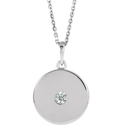 14k gold disc diamond necklace