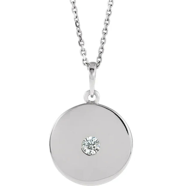 14k gold disc diamond necklace