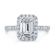 2.20 Ct Emerald Cut Halo Engagement Ring H Color VS2 GIA certified