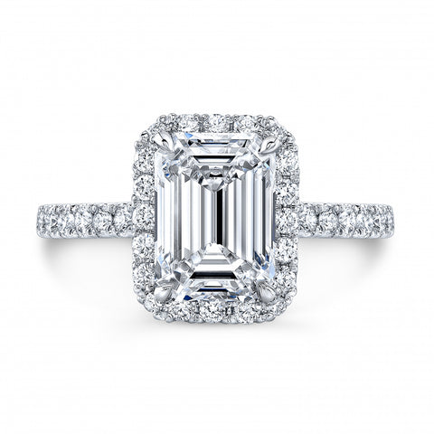 Emerald Cut Halo Engagement Ring