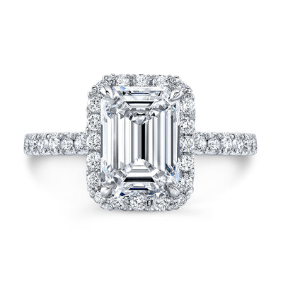 2.60 Ct. Emerald Cut Halo Diamond Engagement Ring I Color VS1 GIA Certified