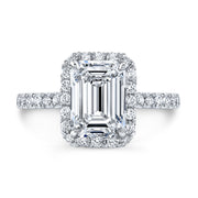 1.90 Ct. U-Pave Halo Emerald Cut Engagement Ring H Color VS1 GIA Certified