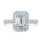 2.10 Ct. Halo Emerald Cut Engagement Ring & Band GIA F Color VS1 GIA Certified