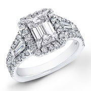 2.08 Ct. Emerald Cut Diamond Engagement Ring W/ French Pave I, VS1 (GIA Certified)