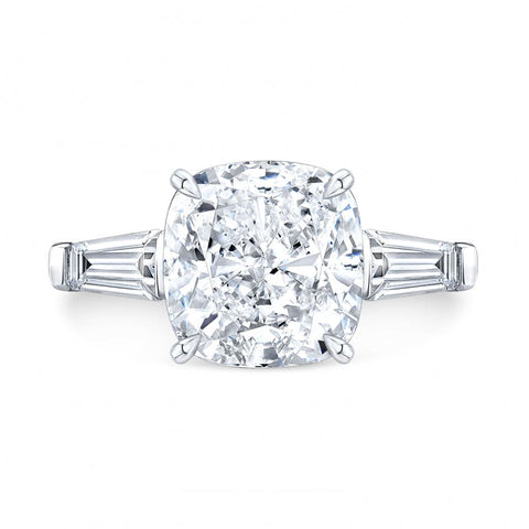 3 Stone Cushion Cut Engagement Ring Front View