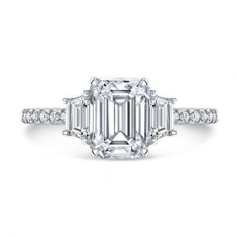 Emerald Cut with Trapezoids Diamond Ring