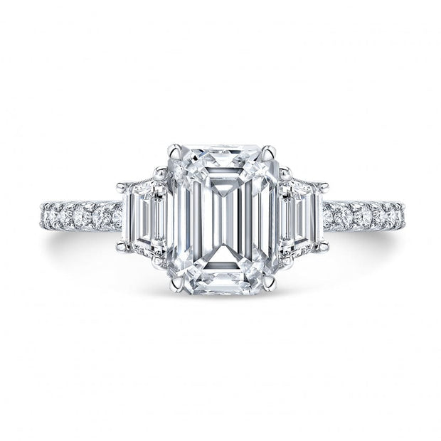 Emerald Cut with Trapezoids Diamond Ring