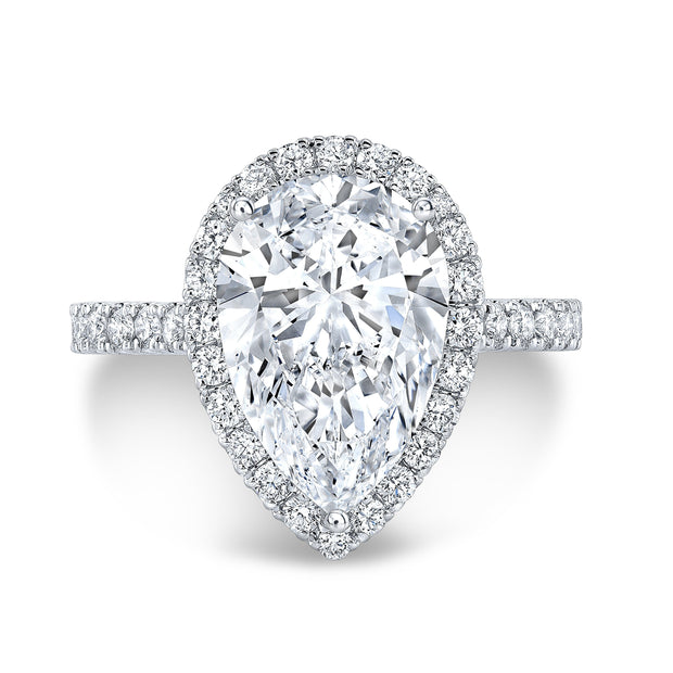 Cathedral Halo Engagement Ring with Diamonds on the Bars