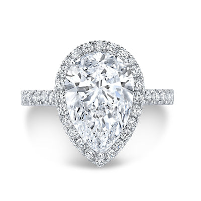 Cathedral Halo Engagement Ring with Diamonds on the Bars
