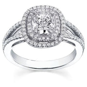 Double Halo Cushion Engagement Ring