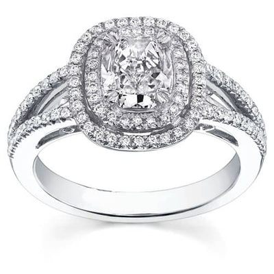 Double Halo Cushion Engagement Ring