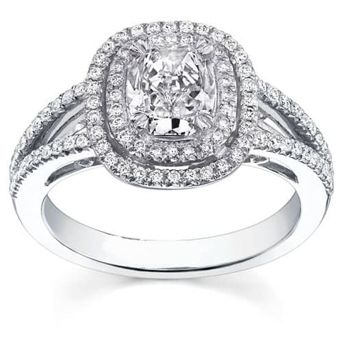 Double Halo Cushion Engagement Ring