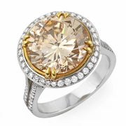 7.22 Ct. Canary Fancy Brown Round Cut Diamond Engagement Ring (GIA Certified)