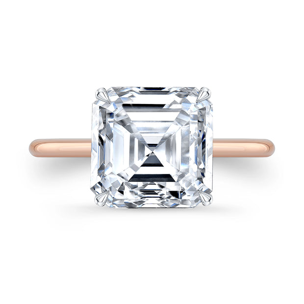 1.00 Ct. Thin Solitaire Asscher Cut Engagement Ring H Color VS1 GIA Certified