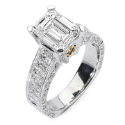 Emerald Cut w Princess Diamond Engagement Ring Two Tone